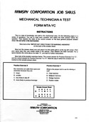 Mechanical Technician C (Multi-Craft Mechanic) Alternate Equivalent
